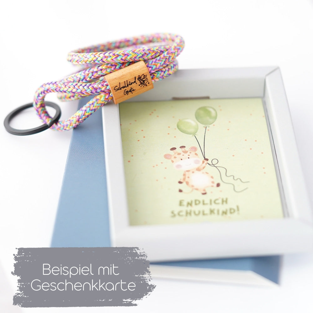 myjori Holz Segeltauschlüsselband mit Wunschgravur zum Schulstart