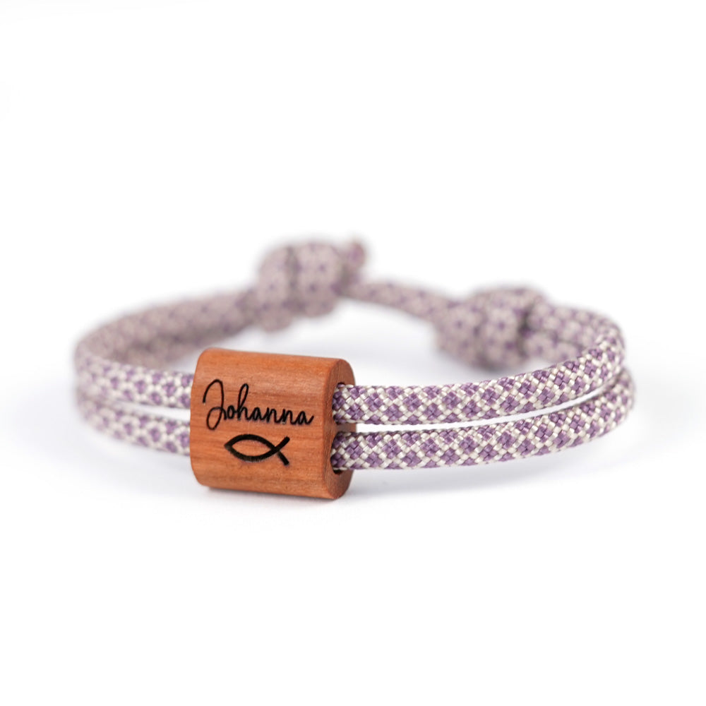 myjori Segeltauarmband mit graviertem Holzschieber