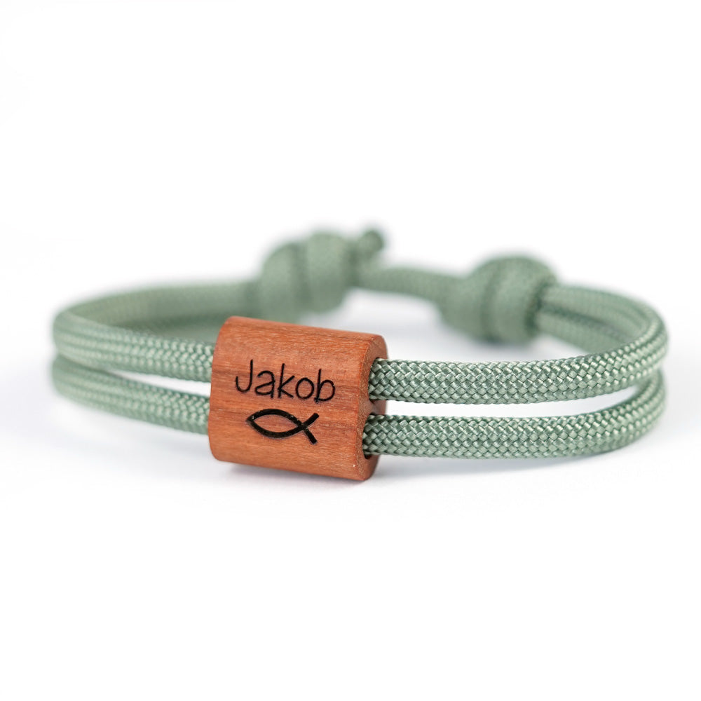 myjori Segeltauarmband mit graviertem Holzschieber