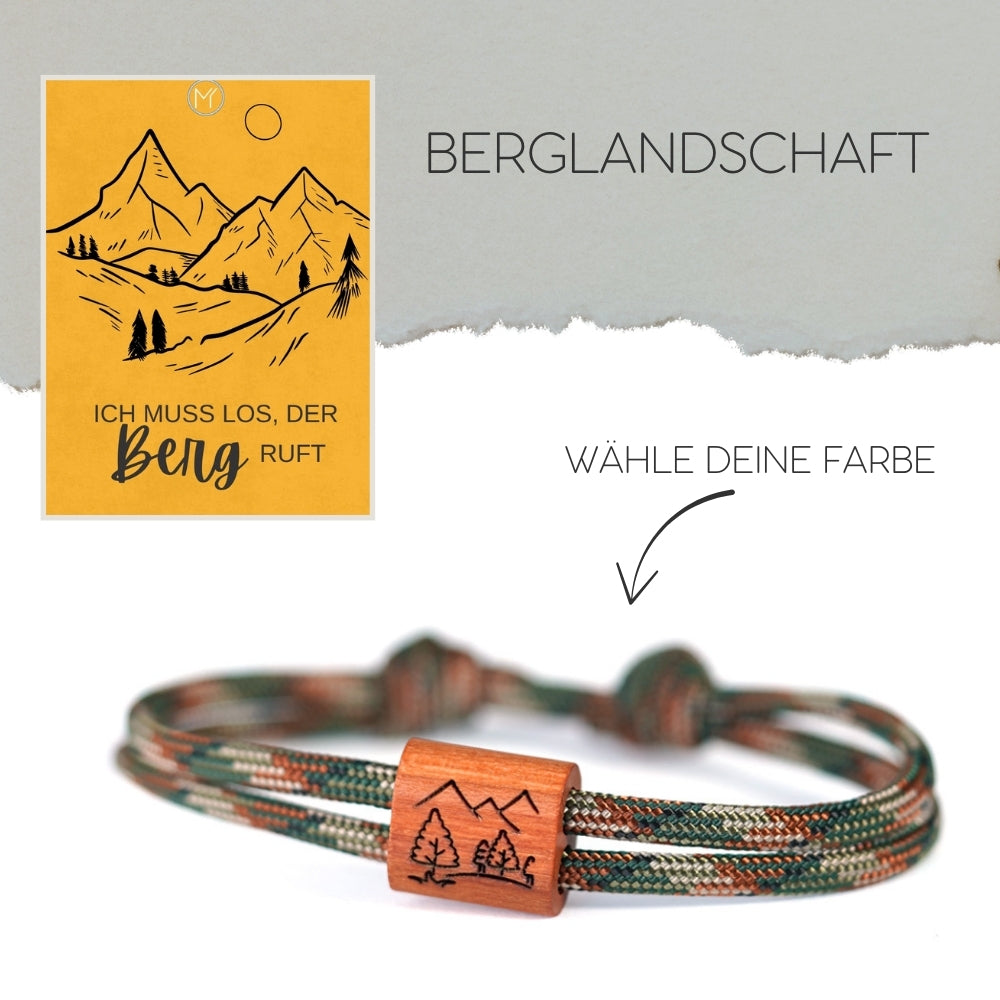 myjori Outdoor-Armband | Segeltauarmband mit Gravur – Berglandschaft