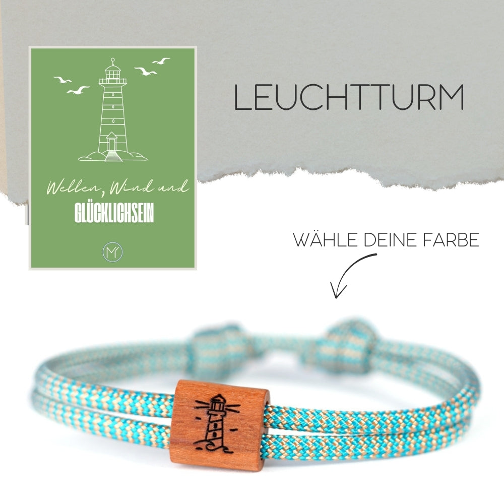 myjori Maritim-Armband | Segeltauarmband mit Gravur – Leuchtturm
