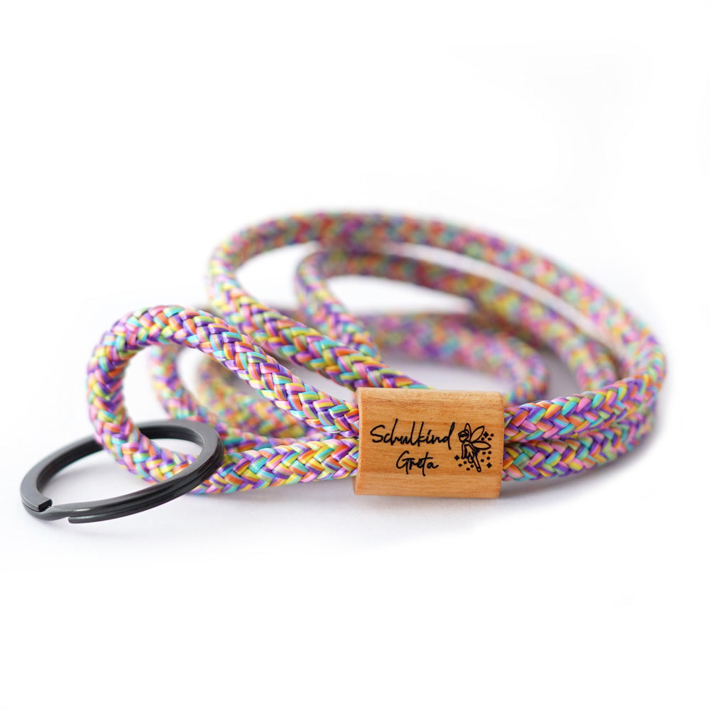 myjori Holz Segeltauschlüsselband mit Wunschgravur zum Schulstart