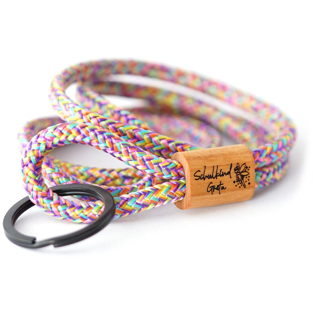 myjori Holz Segeltauschlüsselband mit Wunschgravur zum Schulstart