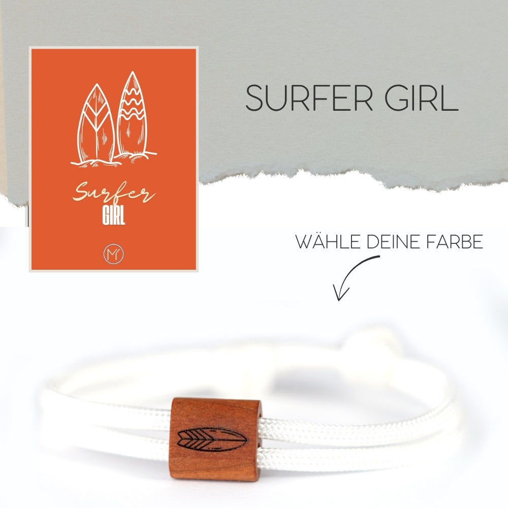 myjori Maritim-Armband | Segeltauarmband mit Gravur – Surfergirl