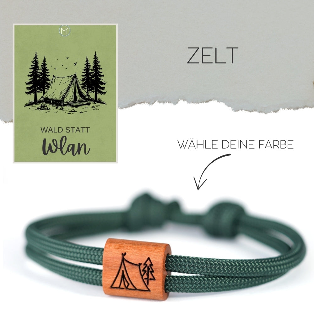 myjori Outdoor-Armband | Segeltauarmband mit Gravur – Zelt