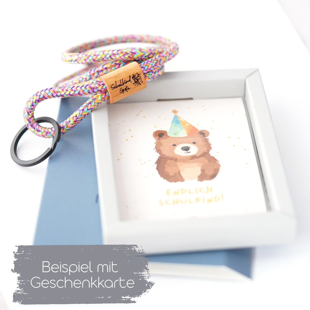 myjori Holz Segeltauschlüsselband mit Wunschgravur zum Schulstart