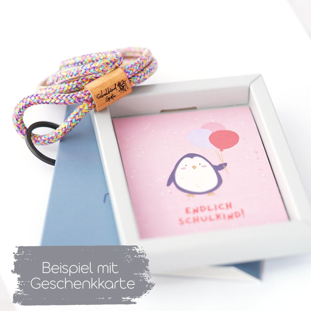 myjori Holz Segeltauschlüsselband zur Einschulung mit Wunschgravur