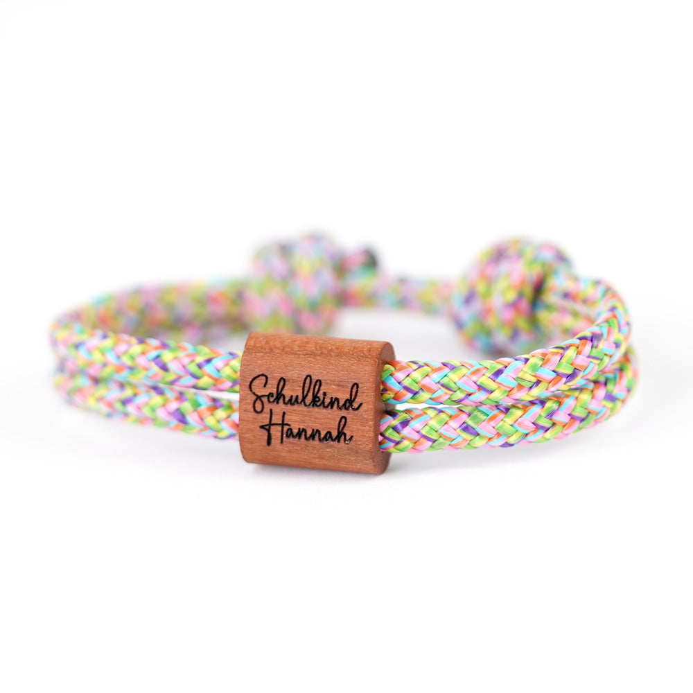 myjori Holz Segeltauarmband mit individueller Gravur Schulstart