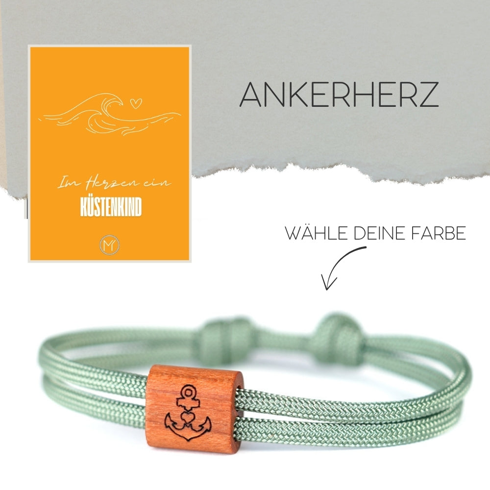 myjori Maritim-Armband | Segeltauarmband mit Gravur – Ankerherz