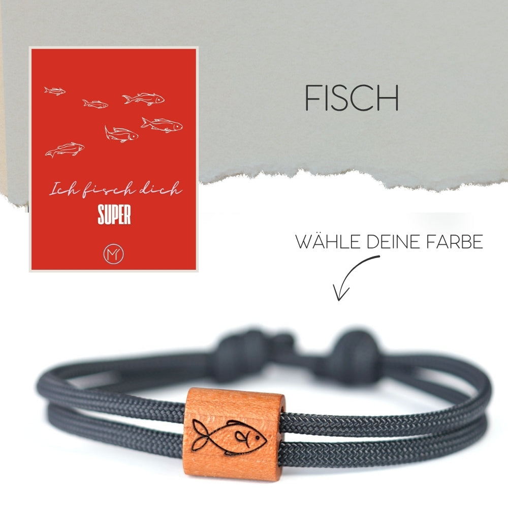 myjori Maritim-Armband | Segeltauarmband mit Gravur – Fisch