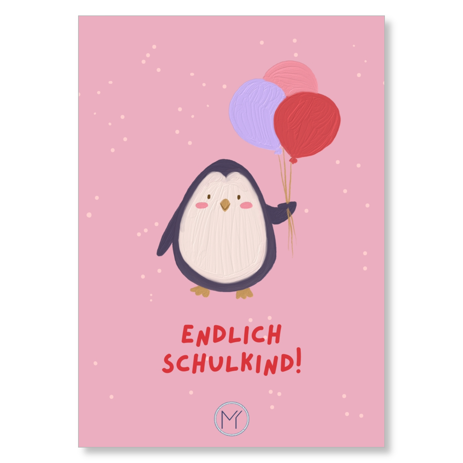 Inlay Karte Schulkind Pinguin