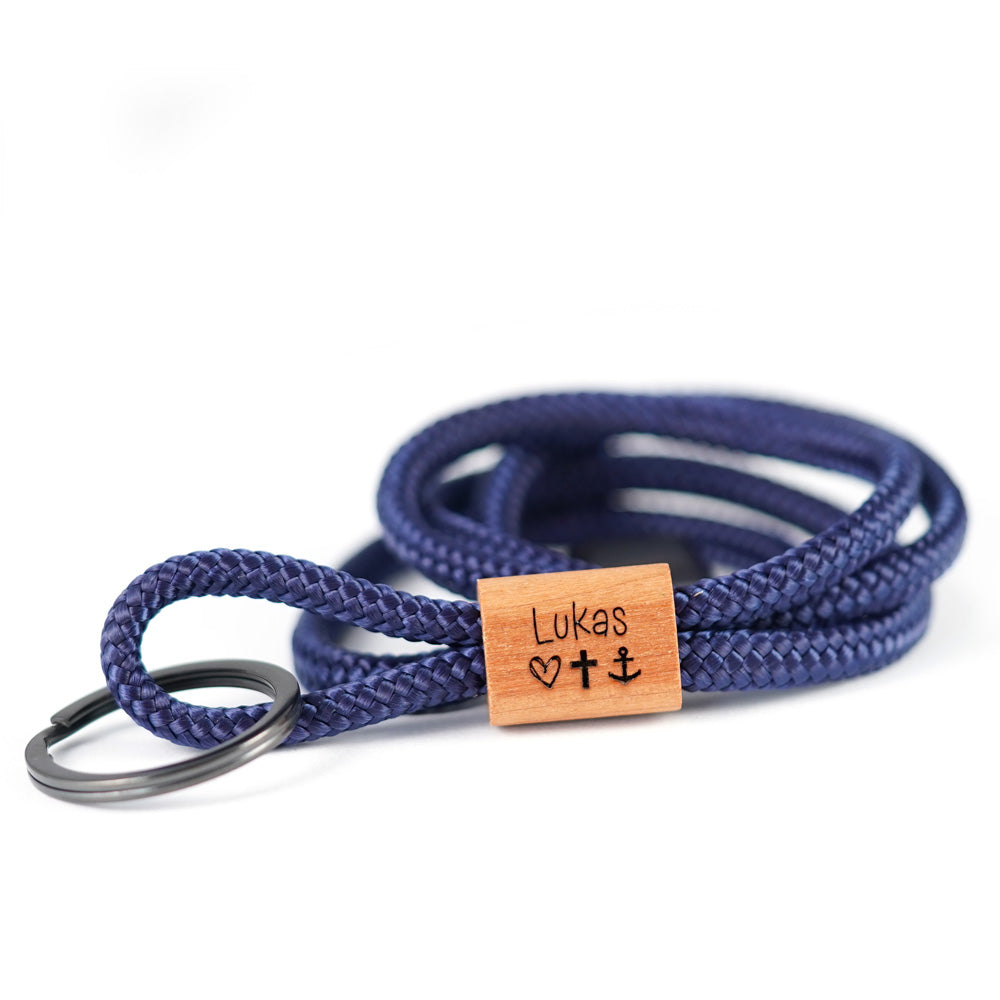 myjori Holz Segeltauschlüsselband mit persönlicher Gravur zur Konfirmation