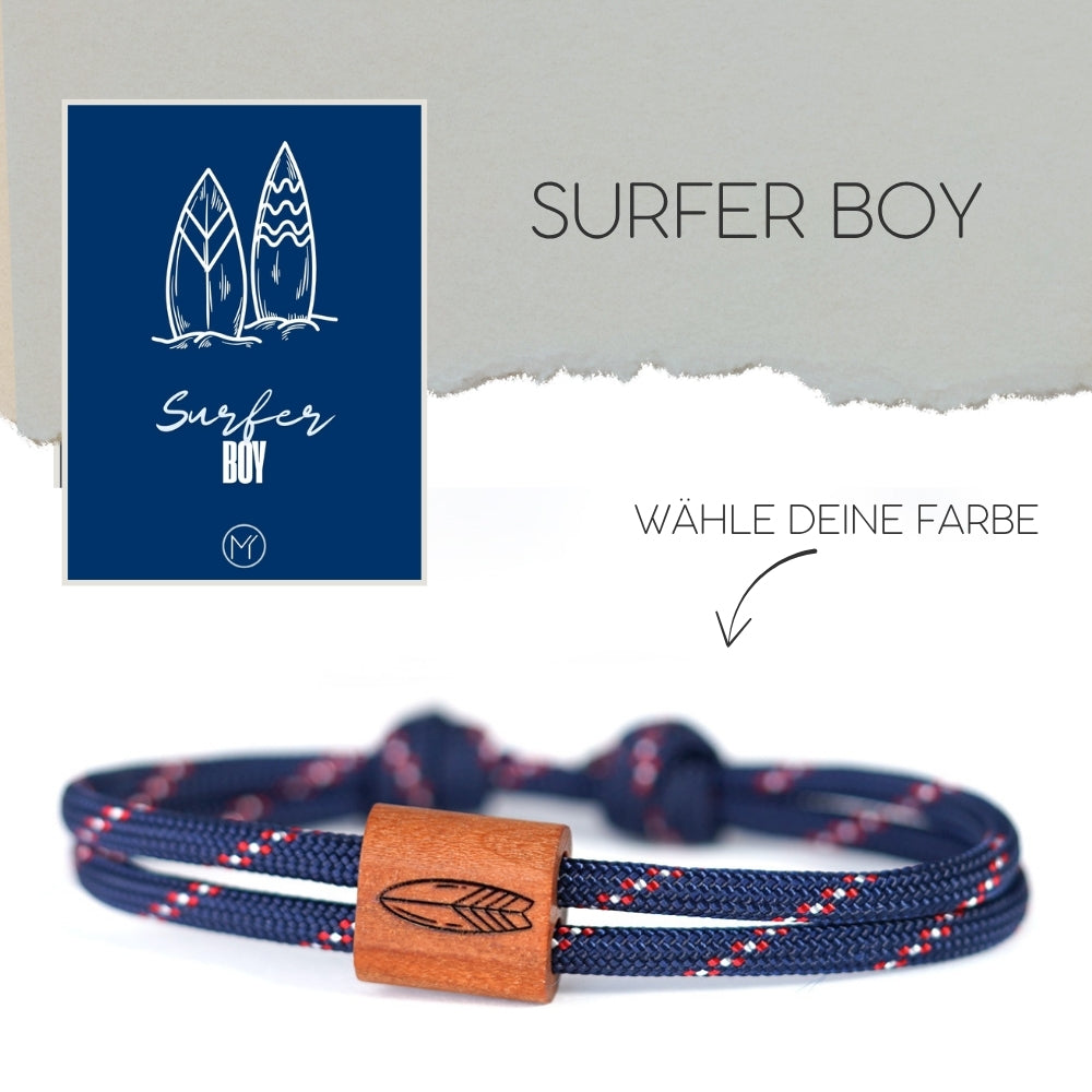 myjori Maritim-Armband | Segeltauarmband mit Gravur – Surferboy