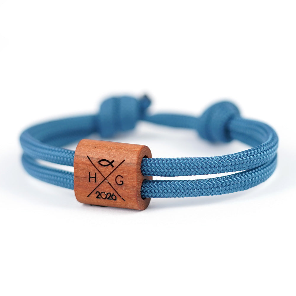 myjori Segeltau Armband mit Initialen Gravur zur Kommunion oder Konfirmation